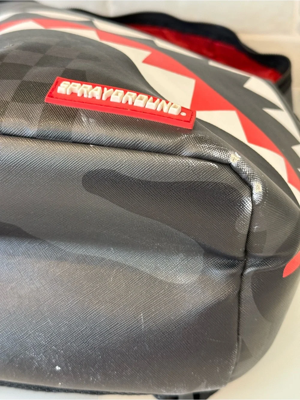 Sprayground Black Gray Red Shark Mouth Backpack